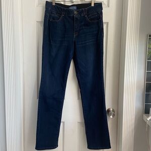 Democracy Women’s Jeans “Ab” Solution Size 12 Dark Wash Blue Tapered Leg Stretch